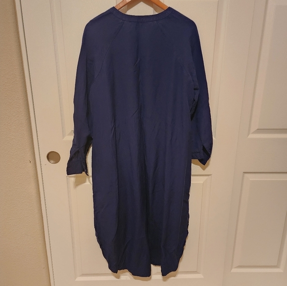 LOFT Blue Hi-lo Size Large Linen Blend Dress - Picture 2 of 7